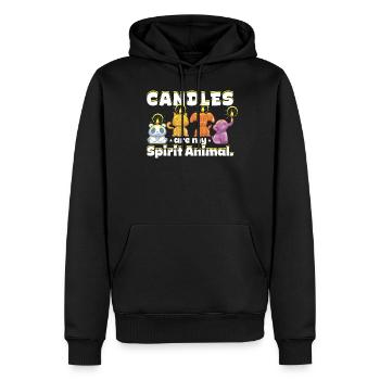 Kerzen sind mein Krafttier. - Männer Premium Bio Hoodie - Schwarz - Vorne - Nico (187cm)