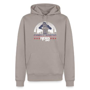 Fabrication de bougies Nerd - Sweat à capuche Premium bio Homme - taupe - Devant - Nico (187cm)
