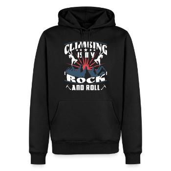 Klettern ist mein "Rock'n'Roll" - Männer Premium Bio Hoodie - Schwarz - Vorne - Nico (187cm)