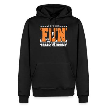 Ich habe den "Spaß" in das "Rissklettern" gelegt - Männer Premium Bio Hoodie - Schwarz - Vorne - Nico (187cm)