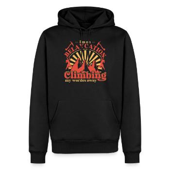 Ich bin auf Belaycation - ich klettere meine Sorgen weg - Männer Premium Bio Hoodie - Schwarz - Vorne - Nico (187cm)