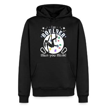 Ich bin ein "Felsbrocken", als du denkst! - Männer Premium Bio Hoodie - Schwarz - Vorne - Nico (187cm)