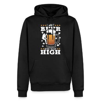 Je veux de la bière après m’être défoncé - Sweat à capuche Premium bio Homme - noir - Devant - Nico (187cm)