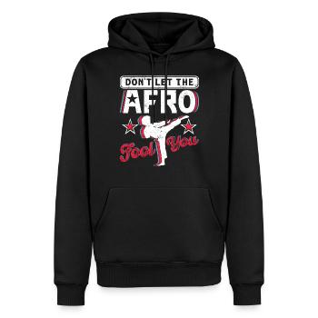 Lassen Sie sich nicht vom Afro täuschen - Männer Premium Bio Hoodie - Schwarz - Vorne - Nico (187cm)