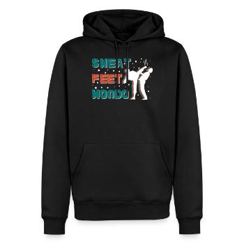 Schweißfüße wondo - Männer Premium Bio Hoodie - Schwarz - Vorne - Nico (187cm)