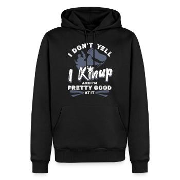 Ich schreie nicht, ich Kihup Und ich bin ziemlich gut darin - Männer Premium Bio Hoodie - Schwarz - Vorne - Nico (187cm)