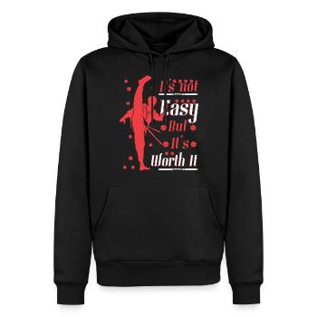 Es ist nicht einfach, aber es lohnt sich - Männer Premium Bio Hoodie - Schwarz - Vorne - Nico (187cm)