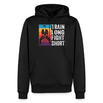 Train Long Fight kurz - Männer Premium Bio Hoodie - Schwarz - Vorne - Nico (187cm)