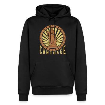 Karthago - Männer Premium Bio Hoodie - Schwarz - Vorne - Nico (187cm)