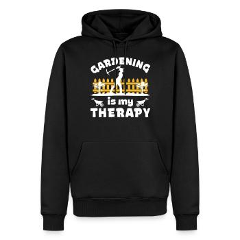 Gärtnern ist meine Therapie - Männer Premium Bio Hoodie - Schwarz - Vorne - Nico (187cm)