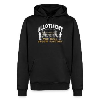 Kleingarten Die wahre Gemüsefabrik - Männer Premium Bio Hoodie - Schwarz - Vorne - Nico (187cm)