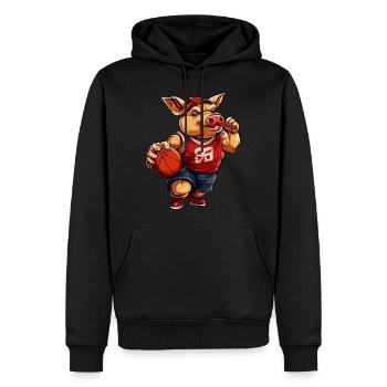 Cochon de basket-ball - Sweat à capuche Premium bio Homme - noir - Devant - Nico (187cm)