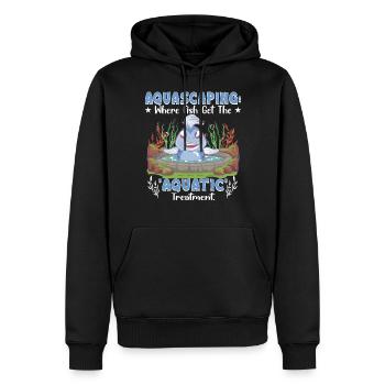 Là où les poissons reçoivent le traitement « aquatique ». - Sweat à capuche Premium bio Homme - noir - Devant - Nico (187cm)