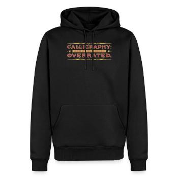 Calligraphie : où les lignes droites sont surestimées. - Sweat à capuche Premium bio Homme - noir - Devant - Nico (187cm)