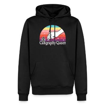 Reine de la calligraphie - Sweat à capuche Premium bio Homme - noir - Devant - Nico (187cm)
