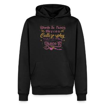 Des mots si fantaisistes qu’ils font une danse de calligraphie ! - Sweat à capuche Premium bio Homme - noir - Devant - Nico (187cm)