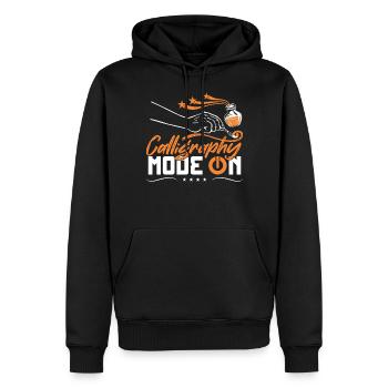 Mode calligraphie activé - Sweat à capuche Premium bio Homme - noir - Devant - Nico (187cm)