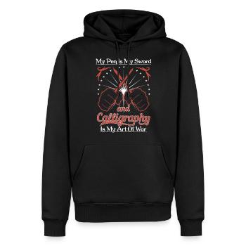 La plume est mon épée, et la calligraphie est mon art de la guerre. - Sweat à capuche Premium bio Homme - noir - Devant - Nico (187cm)