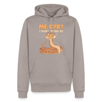 Me CPR? I don't think so - Men’s Premium Organic Hoodie - taupe - Front - Nico (187cm)