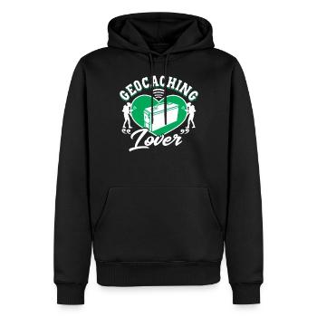 Geocaching-Liebhaber - Männer Premium Bio Hoodie - Schwarz - Vorne - Nico (187cm)