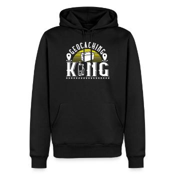 Geocaching König - Männer Premium Bio Hoodie - Schwarz - Vorne - Nico (187cm)