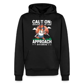 Geocacher en liberté. Approchez avec des collations. - Sweat à capuche Premium bio Homme - noir - Devant - Nico (187cm)