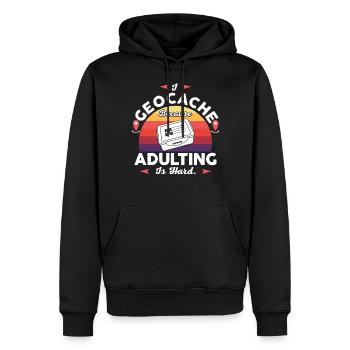Je géocache parce que l’âge adulte est difficile. - Sweat à capuche Premium bio Homme - noir - Devant - Nico (187cm)