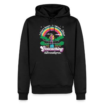 schnarche nicht, ich träume von Geocaching-Abenteuern. - Männer Premium Bio Hoodie - Schwarz - Vorne - Nico (187cm)
