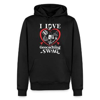 Ich liebe Geocaching Swag - Männer Premium Bio Hoodie - Schwarz - Vorne - Nico (187cm)