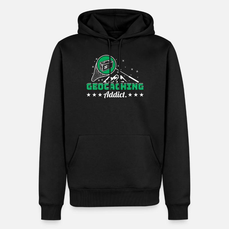 Geocaching-Süchtiger - Männer Premium Bio Hoodie - Schwarz