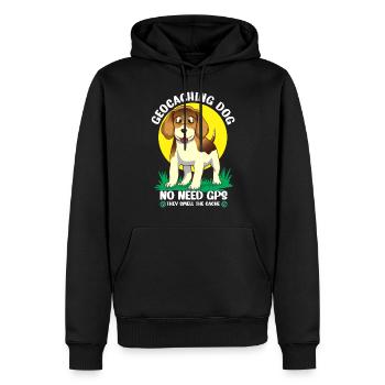 Geocaching-Hund braucht kein GPS, er riecht den Cache - Männer Premium Bio Hoodie - Schwarz - Vorne - Nico (187cm)