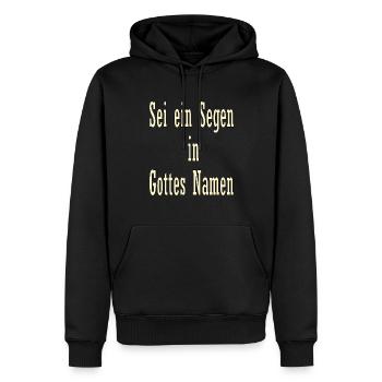 Sei ein Segen in Gottes Namen - Männer Premium Bio Hoodie - Schwarz - Vorne - Nico (187cm)