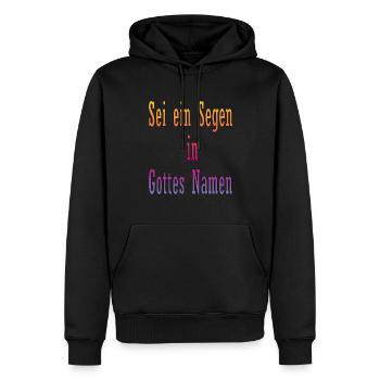 Sei ein Segen in Gottes Namen - Männer Premium Bio Hoodie - Schwarz - Vorne - Nico (187cm)