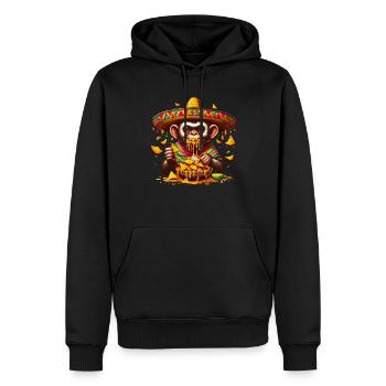 Singe Cinco de Mayo avec nachos - Sweat à capuche Premium bio Homme - noir - Devant - Nico (187cm)