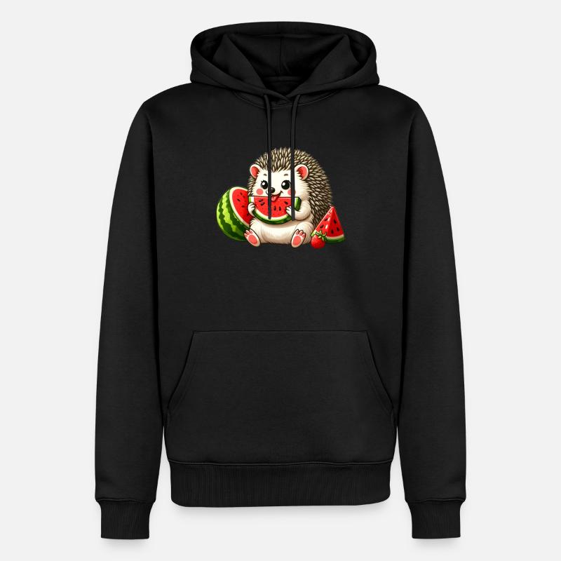 Hérisson aime la pastèque - Sweat à capuche Premium bio Homme - noir