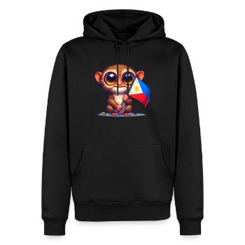 Tarsier mit philippinischer Flagge - Männer Premium Bio Hoodie - Schwarz - Vorne - Nico (187cm)
