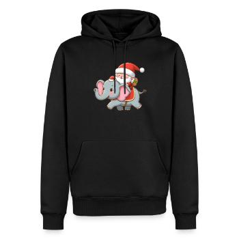 Niedlicher Weihnachtsmann auf Elefant - Männer Premium Bio Hoodie - Schwarz - Vorne - Nico (187cm)