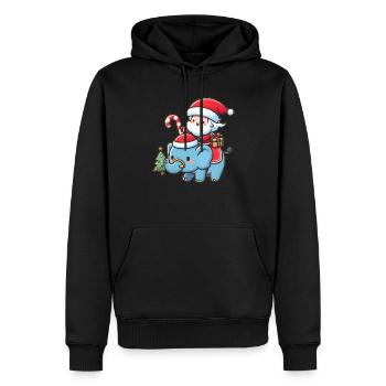 Niedlicher Weihnachtsmann auf Elefant - Männer Premium Bio Hoodie - Schwarz - Vorne - Nico (187cm)