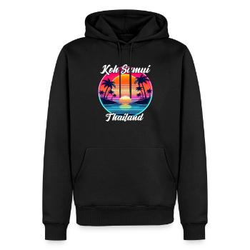 Coucher de soleil sur Koh Samui - Sweat à capuche Premium bio Homme - noir - Devant - Nico (187cm)