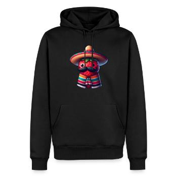 Cinco de Mayo Strawberry with Mustache - Men’s Premium Organic Hoodie - black - Front - Nico (187cm)