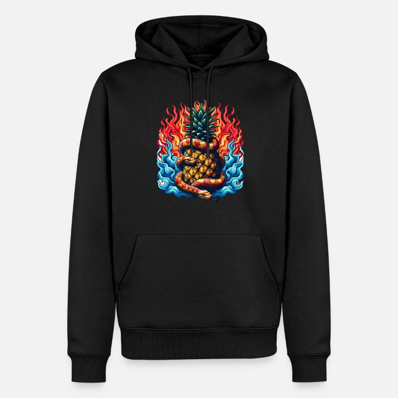 Serpent autour d’un ananas - Sweat à capuche Premium bio Homme - noir