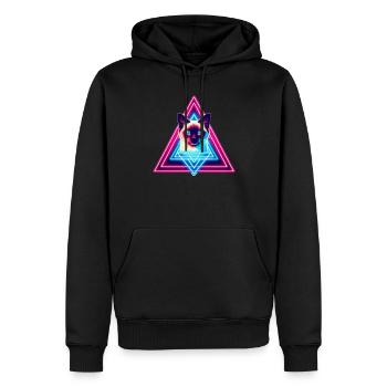 Siamese cat in 80s style triangle - Men’s Premium Organic Hoodie - black - Front - Nico (187cm)