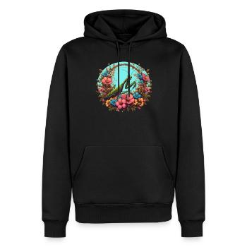 Mante religieuse dans une mer de fleurs - Sweat à capuche Premium bio Homme - noir - Devant - Nico (187cm)