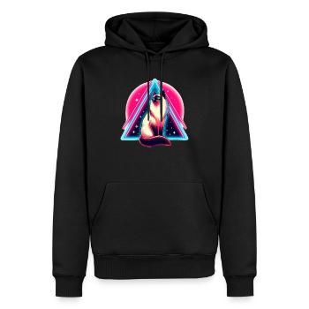 Siamese cat in 80s style triangle - Men’s Premium Organic Hoodie - black - Front - Nico (187cm)