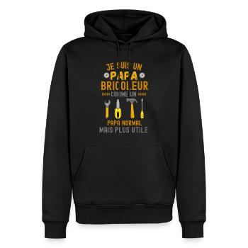 Je suis un papa bricoleur très utile - Sweat à capuche Premium bio Homme - noir - Devant - Nico (187cm)