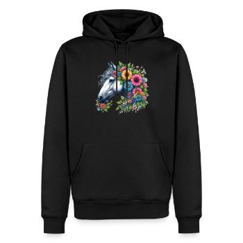Flowery horse in the garden - Men’s Premium Organic Hoodie - black - Front - Nico (187cm)