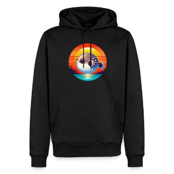 Poisson-globe au coucher du soleil - Sweat à capuche Premium bio Homme - noir - Devant - Nico (187cm)