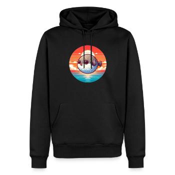 Poisson-globe au coucher du soleil - Sweat à capuche Premium bio Homme - noir - Devant - Nico (187cm)
