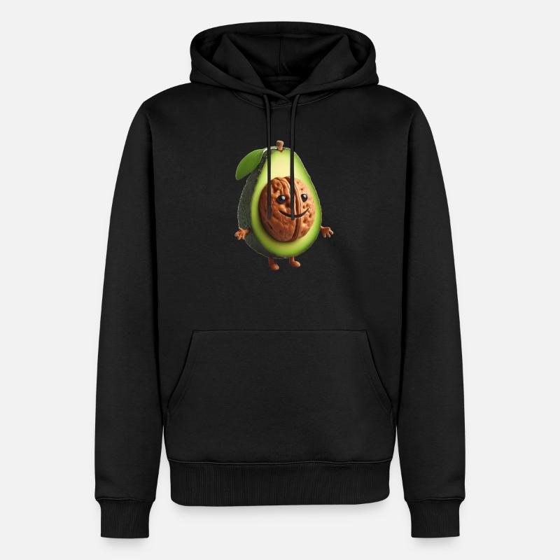 Cute avocado with walnut kernel! - Men’s Premium Organic Hoodie - black
