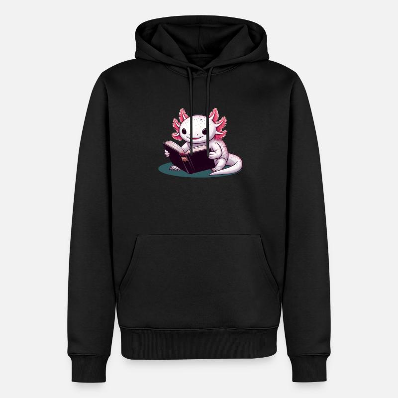 Lesender Axolotl - Männer Premium Bio Hoodie - Schwarz